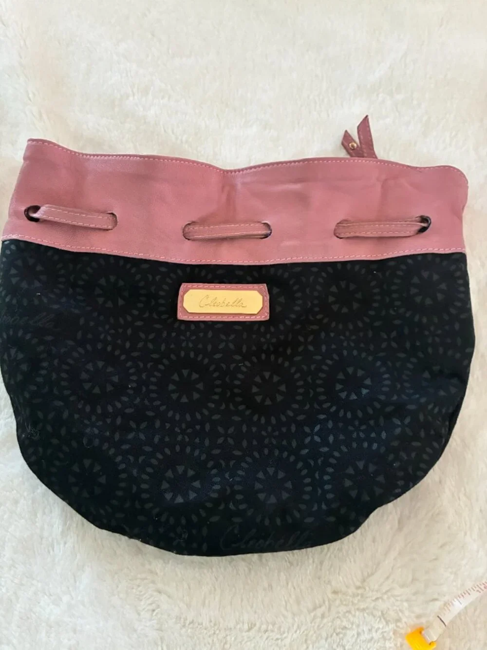 Cleobella  Pink Leather Drawstring Bucket Bag